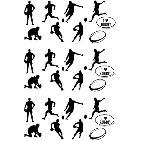 27 Stand Up Silhouette Rugby Themed Edible Wafer Paper Cake Toppers Decorations Cover