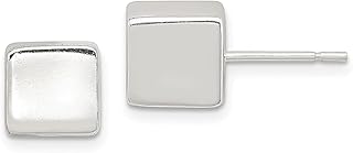 Brincos de prata esterlina 925 8 mm quadrado cubo pino pino pino de bola joias finas para mulheres presentes para ela, Prata esterlina Cristal