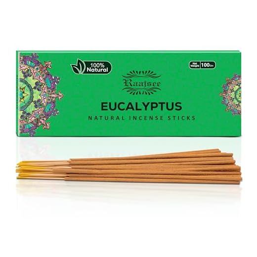 Raajsee Incense Sticks Eucalyptus 100 gm Pack-100% Pure Organic Natural Hand Rolled Free from Chemicals-Perfect for Church, Aromatherapy,Relaxation,Meditation,Positivity & Sensual Therapy