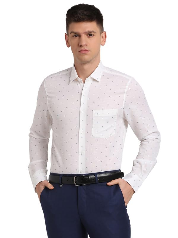 Chemise lin et coton homme blanche imprimée pour vos terrasses et bureaux