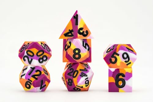 FanRoll 16mm Pride Sharp Edge Silicone Rubber Polyhedral Dice Set: Lesbian by Metallic Dice Games - Used condition - Image 8