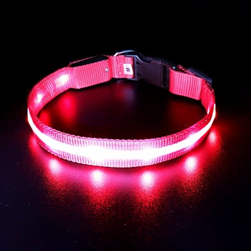 LED Dog Collar, USB Rechargeable Waterproof Light Up Pet Collars, Reflective Glowing Flashing Safety Puppy Leash Dog Necklace for Small, Medium, Large Dogs, Blue(Medium)