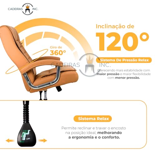 Cadeira De Escritório Presidente Ergonômica Com 42 Molas Ensacadas, Pillow Top no Assento e Encosto,