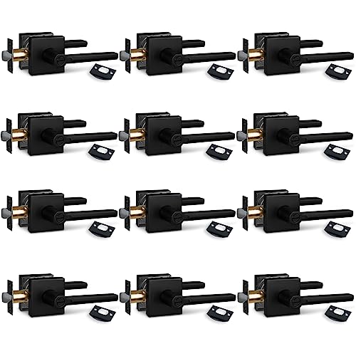 Image of NEWBANG (12Pack Bed /Bath Room Door Lever for Privacy Bathroom and Interior Door Door Lock Handle in Aged Matt Black