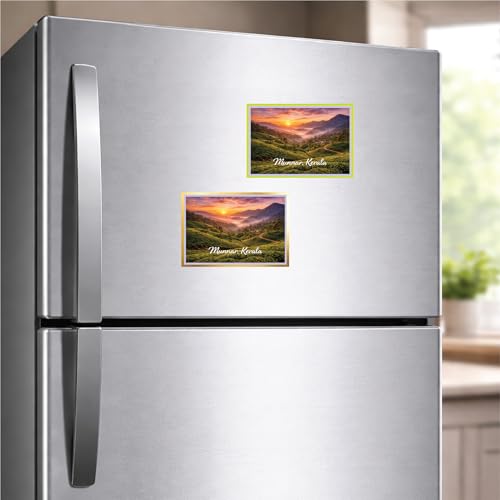 Image of Decorative Fridge Magnet with Glowing Border | Pack of 1 (Munnar, Kerala, 4x3 inch - Fluorescent Border)