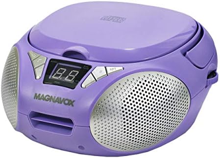 Magnavox MD6924-PL Portable Top Loading CD Boombox with AM/FM Stereo Radio in Purple | CD-R/CD-RW Compatible | LED Display | AUX Port Supported | Programmable CD Player |