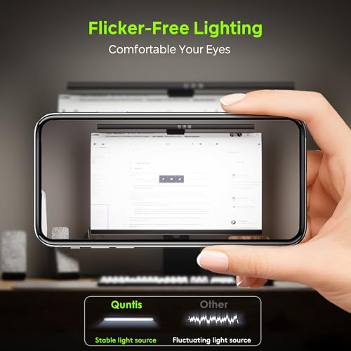 Image of Quntis Computer Monitor Lamp, 50CM Screen Monitor Light Bar for Eye Caring, e-Reading LED Desk Lamp with Auto-Dimming & Timing Function, Touch Control No Screen Glare Space Saving Home Office Lamp