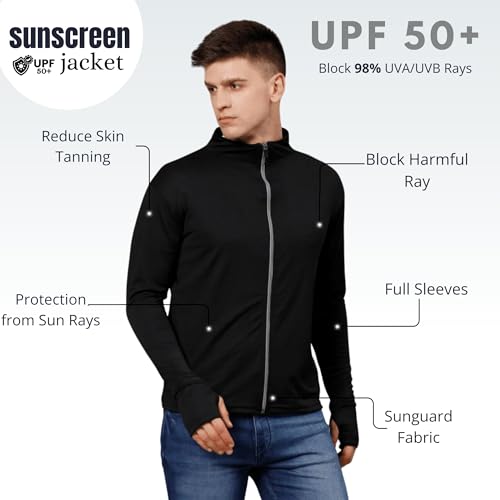 Image of MIA FASHION Summer Jacket with UV Protection UPF 50+ for Men Anti-Tan & SPF 50+ Sun Protection |Lightweight & Breathable Coolrush Jacket for Cycling & Bike Rider