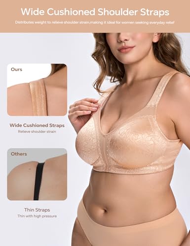 Image of Wingslove Women's Minimizer Bra Wireless Full Coverage Non-Padded Plus Size No Underwire Everyday Comfort