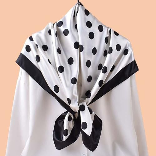 Polka Dot Print Head Scarf for Women Like Silk Satin Scarf for Hair Wrapping at Night Bandana Square Scarf 35 Inches