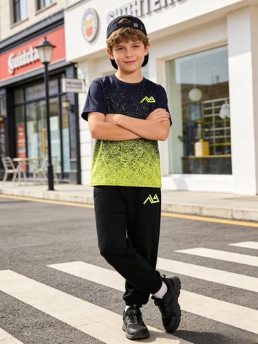 Image of Boys Clothes Gradient T-Shirt Jogger Pants Set 8-13 Years Casual Sportswear Summer Outfit Set