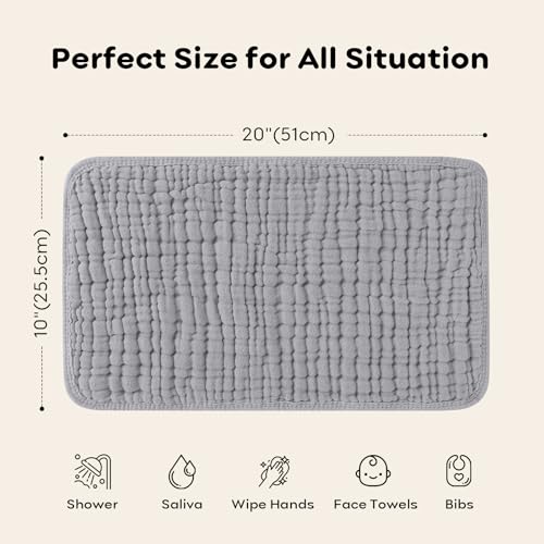 image for Looxii Muslin Burp Cloths 100% Cotton Muslin Cloths Large 20''x10'' Ex