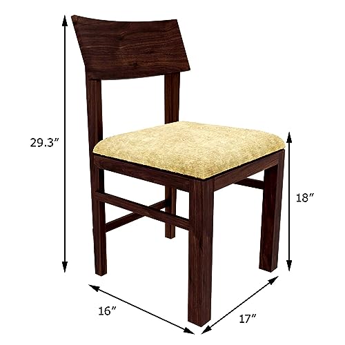 Image of RECTART Sheesham Solid Wood Six Seater Dining Table with Six Chairs with Beige Cushion for Dining Room & Restaurant | Finish - Warm Chestnut