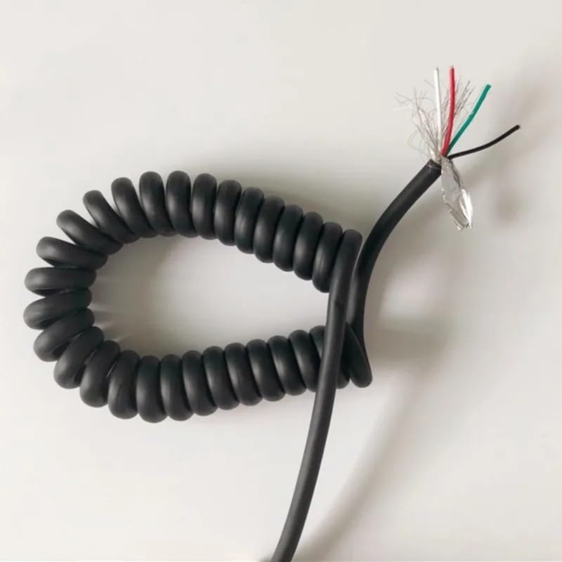 PUR - Cable blindado de resorte de 6 núcleos, 22 AWG, elástico, 1, 2, 3, 4, 5, 6, 3, 7, 8, 9, 10, 11, 12 metros, alambre telescópico en espiral mate (estiramiento de 1 metro)
