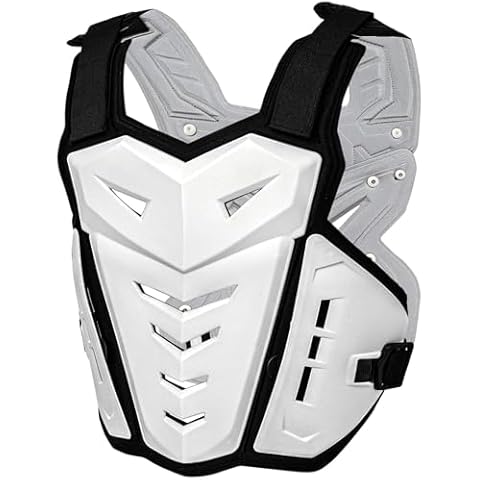 Light Upgrade Chest Armor Motorcycle Armor Body Guard Vest, Dirtbike Riding Off-Road Racing Cycling Skiing Motocross Adult Kids Protector Shirt Jackets for Street Bike, Mens Back Protection (White) Cover