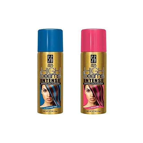 High Beams Intense Temporary Spray Hair Color Popstar Pink & Head Bangin Blue Set #TOP21