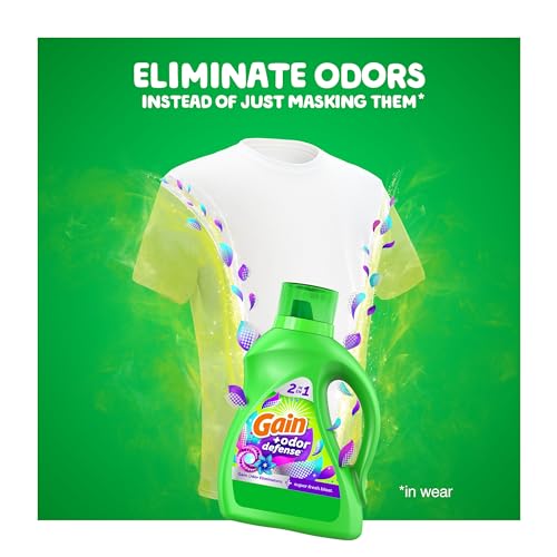 image for Gain + Odor Defense Liquid Laundry Detergent, Super Fresh Blast Scent,