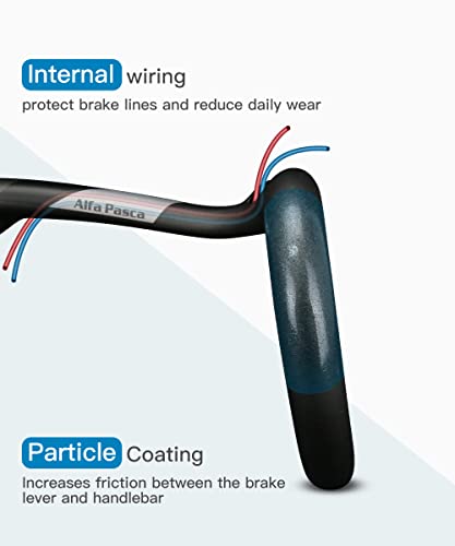 Alfa Pasca 1-1/4"Carbon Handlebars Road Bike 31.8 Carbon Aero Handlebars Road Bicycle Handlebars Drop Inner Routing Aero Bars For Road Bike Ud Matte 420Mm #TOP4