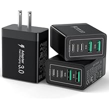 USB C Charger Block, 40W 4-Port Fast Charger 20W Type C Charging Block 3.1A USB Wall Charger Dual Port PD+QC Charging Cube for iPhone 16 15 14 13 12 Pro Max XS, iPad, Samsung Phone Black 3Pack