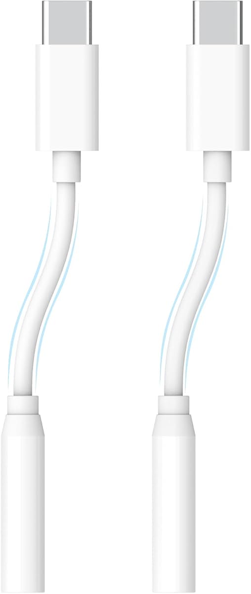 USB C to 3.5mm Audio Adapter, 2 Pack Aux to USB C Headphone Jack Dongle for iPhone 17/16/ 15 Series, Compatible with Samsung Galaxy S24/ S23/ S22/ S21 Ultra, Pixel, iPad, MacBook