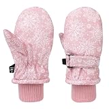 YUPZAR 1 Paire de Hiver Moufle Enfant - Gants de Ski en Polaire Thermique,Pour le Sport et les Activités de Plein Air,Cadeaux pour Filles, Taille L (Rose)