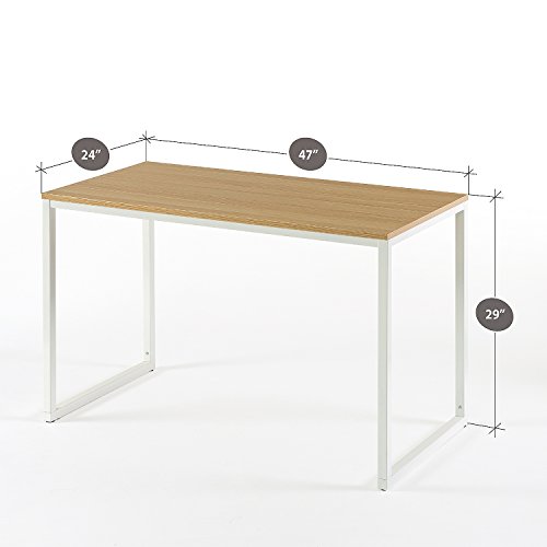Image of Zinus Jennifer 47 Inch Computer Workstation, Office Desk - White Frame & Natural Top