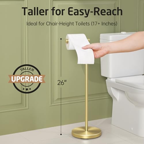KES Gold Toilet Paper Holder Stand, 26" H (Taller Version), Weighted Base by KES - Used condition - US$33.38