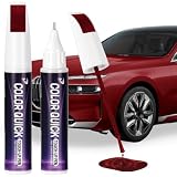 NUTKIT Bolígrafo Reparador de Arañazos Coche 2 en 1, 12 ml Retoque de Pintura Automotriz, Cabezal de Pincel y Punta Precisa, Reparación Rápida de Rayones Superficiales, Secado Rápido（Rojo）