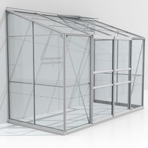 Vitavia Anlehn-Gewächshaus Styx 3300, Aluminium eloxiert, 3,3 m², 3 mm ESG | Wetterfestes & stabiles Wand-Gewächshaus zur Pflanzenanzucht | Ideales Treibhaus für Gemüse, Kräuter & Blumen