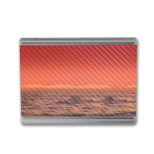 Image of MightySkins Carbon Fiber Skin Compatible with Microsoft Surface Laptop Go 3 (2023) Full Wrap Kit - Red Horizon | Protective, Durable Textured Carbon Fiber Finish | Made in The USA