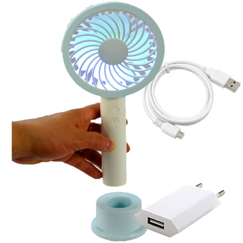 Mini Ventilador Portátil Recarregável + adaptador Azul CBRN07288