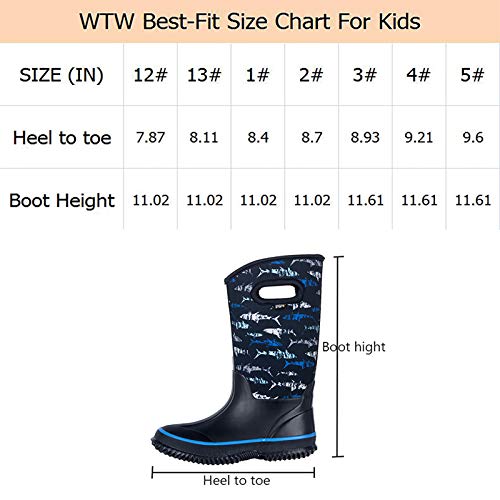 Wtw Waterproof Sharks Neoprene Rubber Rain Boots For Kids Winter Warm Outdoor Durable Rain Shoes For Boys #TOP6