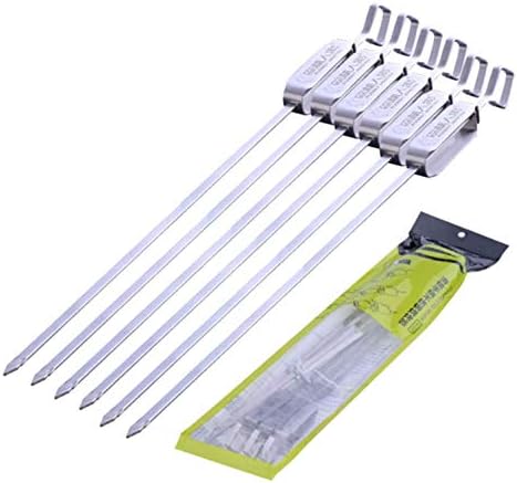 Oban Stainless Steel BBQ Skewers 18" Shish Kabob Skewers Long Reusable Kabob Sticks Barbecue Skewers For Grilling Heavy Duty Wide BBQ Sticks Ideal 6Pcs