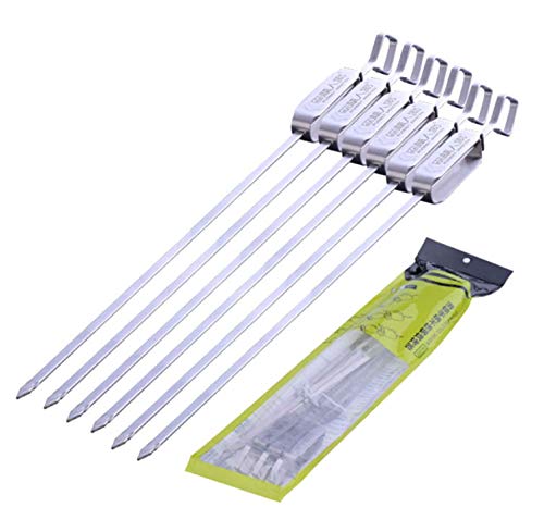 Oban Stainless Steel BBQ Skewers 18" Shish Kabob Skewers Long Reusable Kabob Sticks Barbecue Skewers For Grilling Heavy Duty Wide BBQ Sticks Ideal 6Pcs