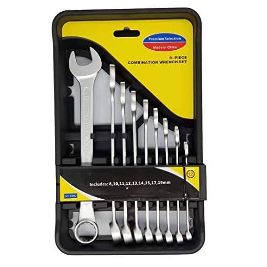 Ring-Maulschlüssel-Satz, 9-teilig / 8-19mm / Chrom-Vanadium Stahl / Matt verchromte Oberfläche