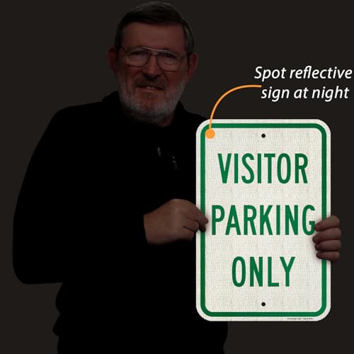 SmartSign (Pack of 4) 18 x 12 inch “Visitor Parking Only" Sign, 120 mil Thick Aluminum Composite (ACM), Engineer Grade Reflective Material, Green and White by SmartSign - Image 7