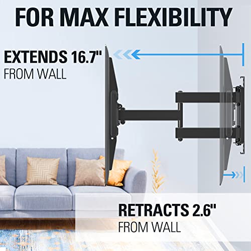 Mounting Dream Tv Wall Mounts Tv Bracket For Most 42-70 Inch Tvs, Ul Listed Premium Tv Mount Full Motion With Articulating Arms, Max Vesa 600X400Mm And 100Lbs, Fits 16", 18", 24" Studs, Md2296-24K #TOP3