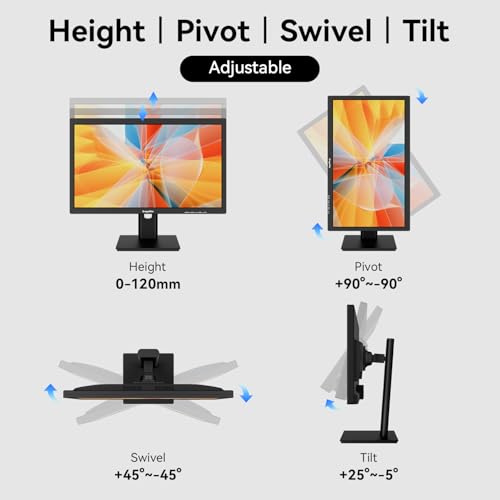 Image of 24 Inch Touchscreen Monitor VA Panel FHD 1920x1080P, 3000:1 Contrast, 99% sRGB, Height /Pivot /Swivel /Tilt Adjustable PC Touch Screen Computer Display 75Hz, HDMI, VGA, Type-B, Built-in Speakers, VESA