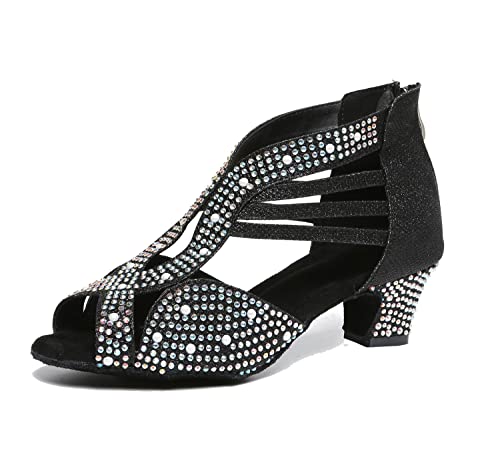 Chaussures de danse latine pour femme en strass et perles