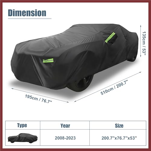 HEROFFIX for Dodge Challenger Cover Car Cover for Dodge Challenger 08-23 Outdoor Full Car Cover All Weather Protection Rain Sun Protection with Zipper Black Replace Parts by HEROFFIX - Image 7