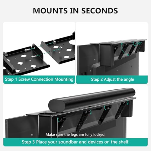 Support de barre de son pour étagère TV supérieure sans trou