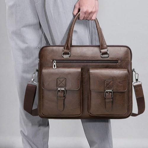 Image of CAVALO - Be Unique Leather Men's Laptop Bag Retro Messsenger Bag Men's Handbag Crossbody Bag Personality Briefcase (upto 14 inch) | Premium PU Leather