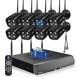 《Dual Antennas & 130°Wide Angle》Wireless Security Camera System Outdoor, Wireless Cameras for Home Security with Expandable 16CH 4K NVR, Surveillance Video Systems DVR Kits