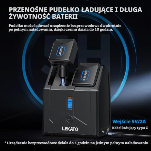 Bezprzewodowy system gitarowy z walizką do ładowania, nadajnik i odbiornik gitary LEKATO 5,8 GHz do gitary elektrycznej i basowej