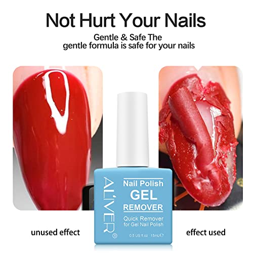 Gel Nail Polish Remover Set, Remove Gel Nail Polish Within 2-3 Minutes - Quick & Easy Polish Remover - No Need For Foil with 1 PCS Cuticle Pusher + 1 PCS Nail Polish Scraper and Double Sided Nail Files