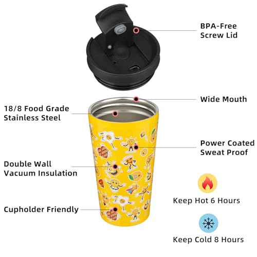 Image of BJPKPK 18 oz Coffee Tumbler with Straw, Insulated Stainless Steel Cup