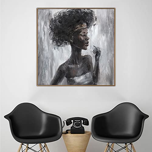 Peintures sur toile femme africaine pour habiller un grand mur vide de salon 80x80