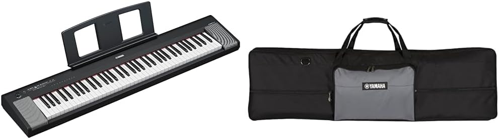 Yamaha 76-Key Piaggero Ultra-Portable Digital Piano, Black (NP35B) & Artiste Series Keyboard Bag for 76-Note Keyboards, Black/Gray