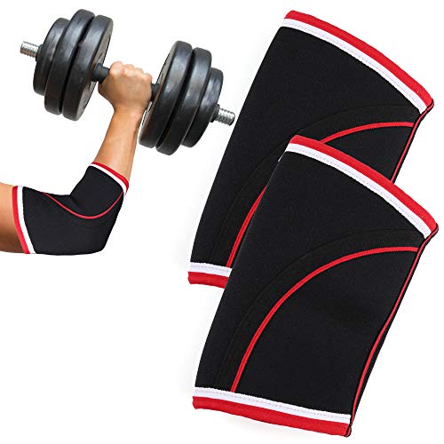 LotFancy Elbow Sleeves, 5mm Neoprene Elbow Compression Brace for Men and Women, 1 Pair, Support for Weightlifting, Crossfit, Powerlifting, Bench, Tendonitis, Elbow Pain Relief, XL