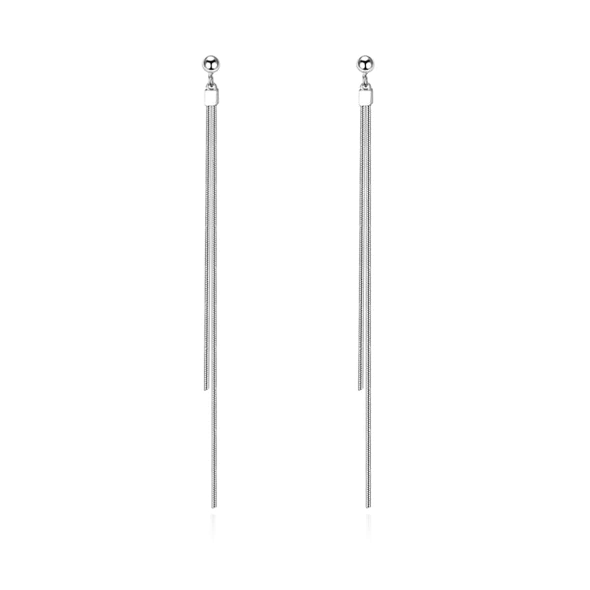 Reffeer Solid 925 Sterling Silver Tassel Chain Dangle Earrings for Women Teen Girls Long Dangle Drop Earrings Minimalist
